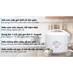 Nồi cơm mini nắp gài Midea 1.5 lít MR-CM1531, 700w