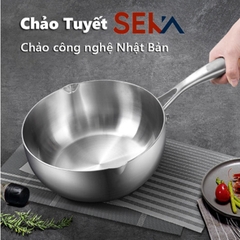 Chảo Inox Seka Siêu chống dính, 5 lớp đúc nguyên khối công nghệ Nhật, Dùng được bếp từ, 22cm, 24cm, 26cm - Gia Thành