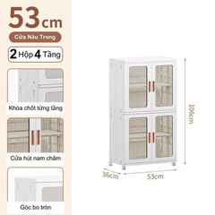 Tủ Nhựa đa năng Gấp Gọn HK26,  Tủ hộp 2 Ngăn , Có Bánh Xe Di Động Xoay 360 Độ