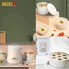 Nồi Nấu Cháo, Chưng Yến, Hầm Cách Thuỷ Bennix BN-10SLC dung tích 1 Lít Kèm Xửng Hấp