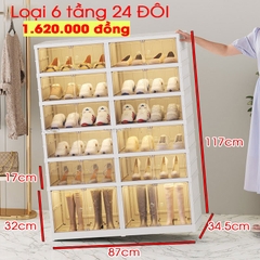 Tủ Giày Gấp Gọn Cao Cấp 2 Cánh Mở Bằng Nhựa Trong Suốt nhựa nguyên sinh