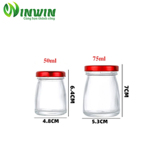 Hũ thủy tinh đáy bầu 50ml 75ml