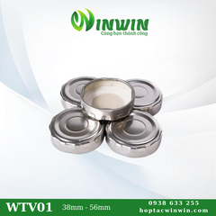 Nắp thiếc vặn 38mm - 56mm màu bạc