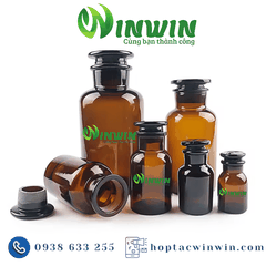 Chai + nắp thủy tinh miệng rộng 30ml 60ml 125ml 250ml 500ml 1000ml màu nâu