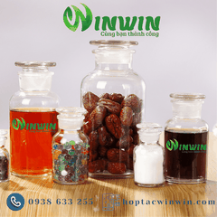 Chai + nắp thủy tinh miệng rộng 30ml 60ml 125ml 250ml 500ml 1000ml màu trong