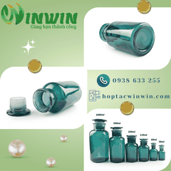 Chai + nắp thủy tinh miệng rộng 30ml 60ml 125ml 250ml 500ml 1000ml màu xanh cổ vịt