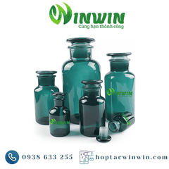 Chai + nắp thủy tinh miệng rộng 30ml 60ml 125ml 250ml 500ml 1000ml màu xanh cổ vịt
