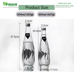 Chai thủy tinh kim cương 350ml 500ml
