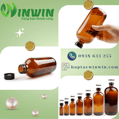 Chai thủy tinh Boston màu nâu 15ml - 1000ml