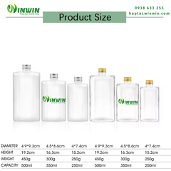 Chai thủy tinh dẹp vuông 250ml 350ml 500ml