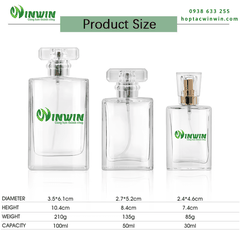 Chai thủy tinh đựng nước hoa 30ml 50ml 100ml dáng vuông cao