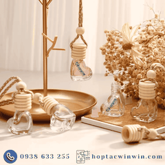 Chai thủy tinh đựng nước hoa treo xe hơi hình trái tim 6ml