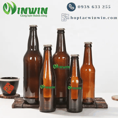 Chai thủy tinh nắp khoén màu nâu dáng bầu