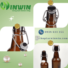Chai thủy tinh màu nâu nắp gài 330ml 500ml 1000ml
