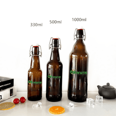 Chai thủy tinh màu nâu nắp gài 330ml 500ml 1000ml