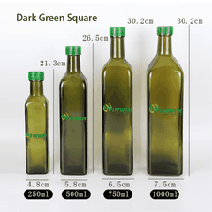 Chai thủy tinh màu xanh lá cây đậm 250ml 500ml 750ml 1000ml