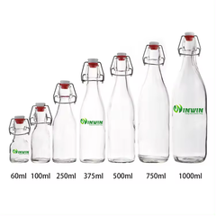 Chai thủy tinh nắp gài màu trong 60ml - 1L