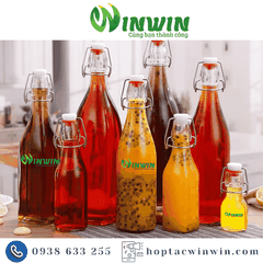 Chai thủy tinh nắp gài màu trong 60ml - 1L