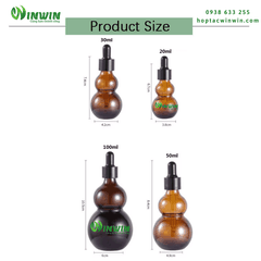 Chai thủy tinh nhỏ giọt dáng hồ lô màu nâu 20ml 30ml 50ml 100ml