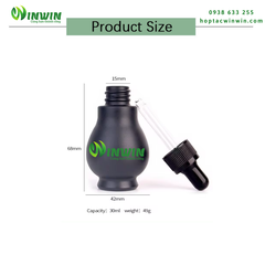 Chai thủy tinh nhỏ giọt dáng quả bầu màu đen mờ 20ml 30ml 50ml 100ml