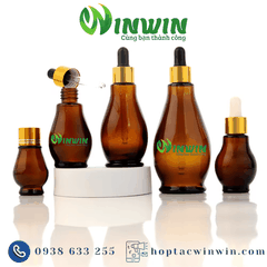 Chai thủy tinh nhỏ giọt dáng quả bầu màu nâu 10ml 20ml 30ml 50ml 100ml