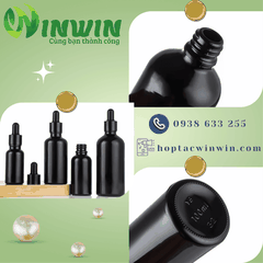 Chai thủy tinh nhỏ giọt dáng tròn màu đen 5ml 10ml 15ml 20ml 30ml 50ml 100ml