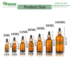 Chai thủy tinh nhỏ giọt dáng tròn màu nâu 5ml 10ml 15ml 20ml 30ml 50ml 100ml