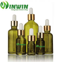 Chai thủy tinh nhỏ giọt dáng tròn màu oliu 5ml 10ml 15ml 20ml 30ml 50ml 100ml