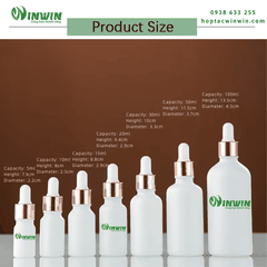 Chai thủy tinh nhỏ giọt dáng tròn màu trắng 5ml 10ml 15ml 20ml 30ml 50ml 100ml