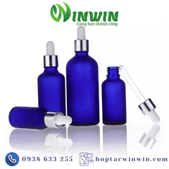 Chai thủy tinh nhỏ giọt dáng tròn màu xanh dương mờ 5ml 10ml 15ml 20ml 30ml 50ml 100ml