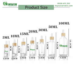 Chai thủy tinh nhỏ giọt dáng tròn trong suốt 5ml 10ml 15ml 20ml 30ml 50ml 100ml