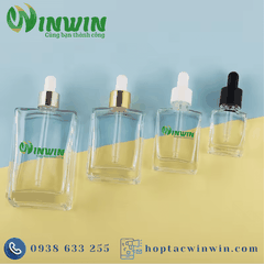 Chai thủy tinh nhỏ giọt dáng vuông 15ml 30ml 50ml 100ml màu trong