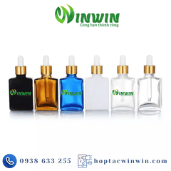 Chai thủy tinh nhỏ giọt dáng vuông 15ml 30ml 50ml 100ml màu trong