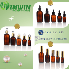 Chai thủy tinh nhỏ giọt dáng vuông màu nâu 10ml 20ml 30ml 50ml 100ml