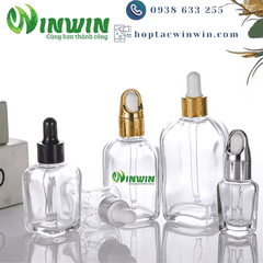Chai thủy tinh nhỏ giọt dáng vuông màu trong 10ml 20ml 30ml 50ml 100ml