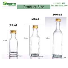 Chai thủy tinh size nhỏ 30ml 50ml 100ml