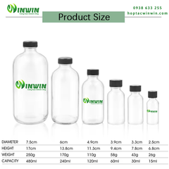 Chai thủy tinh tròn 15ml 30ml 60ml 120ml 240ml 480ml