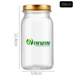 Chai thủy tinh tròn nắp PT 200ml