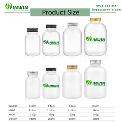 Chai thủy tinh tròn miệng vừa 150ml 250ml 350ml 500ml