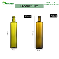 Chai thủy tinh vai tròn màu xanh_màu nâu 250ml 500ml 750ml