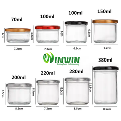 Hũ thủy tinh 70ml 100ml 150ml 200ml 220ml 280ml 380ml