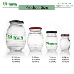 Hũ thủy tinh con ong 100ml 250ml 500ml 1000ml