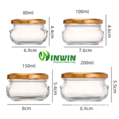 Hũ thủy tinh dáng bầu dẹp 80ml 100ml 150ml 200ml