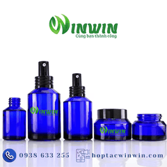 Hũ thủy tinh đựng mỹ phẩm 15g 30g 50g màu trắng xanh dương