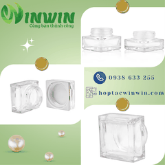 Hũ thủy tinh đựng mỹ phẩm dáng vuông 30g 50g màu trong