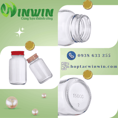Hũ thủy tinh tròn miệng rộng màu trong 30ml 60ml 100ml 120ml 150ml 200ml