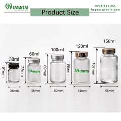 Hũ thủy tinh tròn miệng rộng màu trong 30ml 60ml 100ml 120ml 150ml 200ml