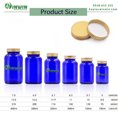 Hũ thủy tinh tròn miệng rộng màu xanh dương 100ml - 400ml