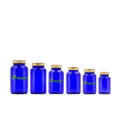 Hũ thủy tinh tròn miệng rộng màu xanh dương 100ml - 400ml