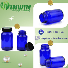Hũ thủy tinh tròn miệng rộng màu xanh dương 60ml - 500ml